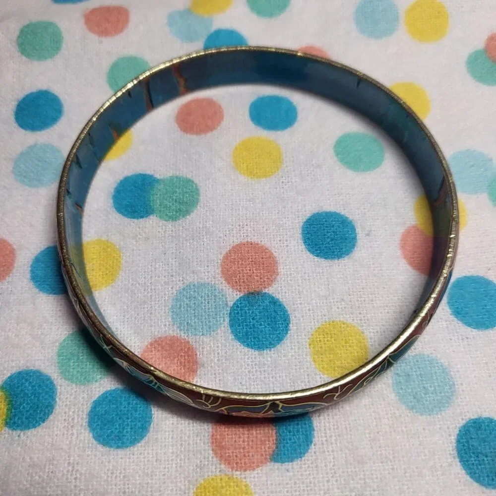 Vintage 60's Chinese Cloisonné Enamel Bangle Bracelet